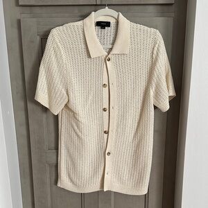 Vince Cream Knit Casual Button Down Shirt